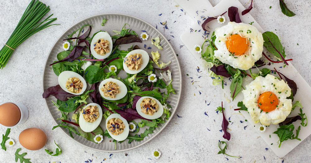 Wolkeneier & gefüllte Eier mit Thonmousse